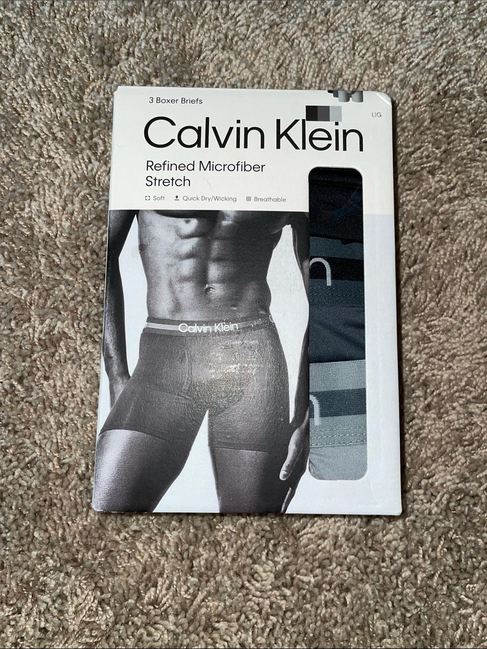 NWT Calvin Klein Microfibee Boxer Briefs 3 Pack - Black and Gray size large